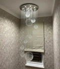 Modern chrome crystal ball chandelier – living room cascading light
