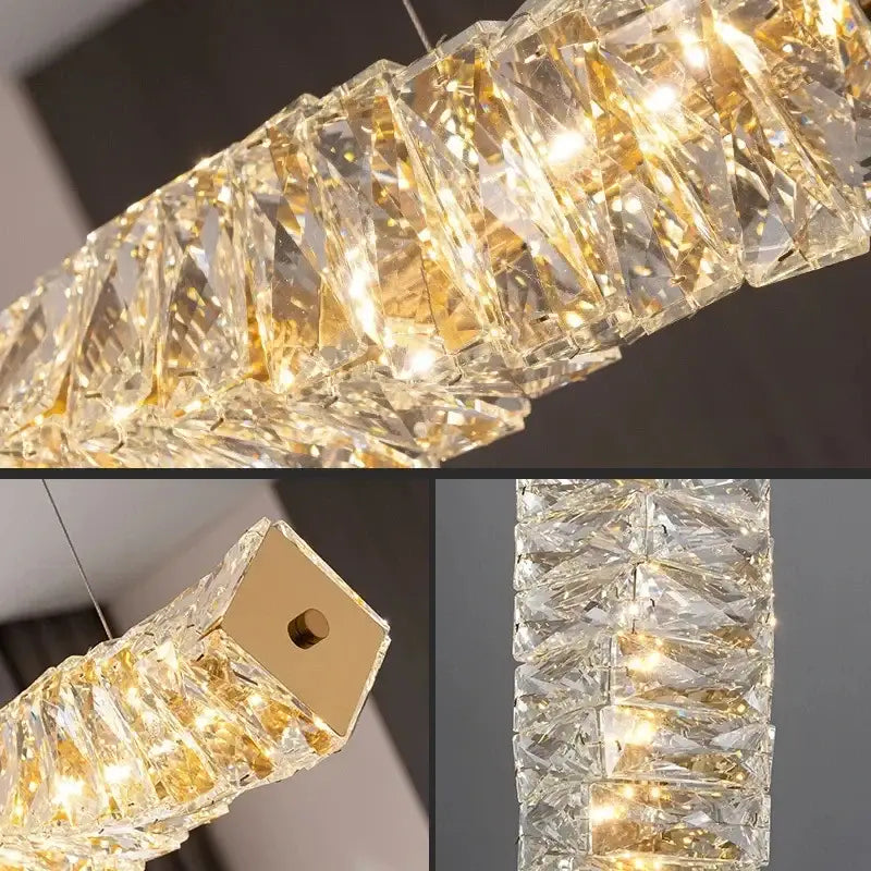 Modern chrome crystal dining table pendant lamp kitchen island