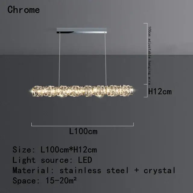 Modern chrome crystal dining table pendant lamp kitchen island