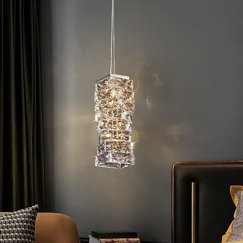 Modern chrome crystal dining table pendant lamp kitchen island