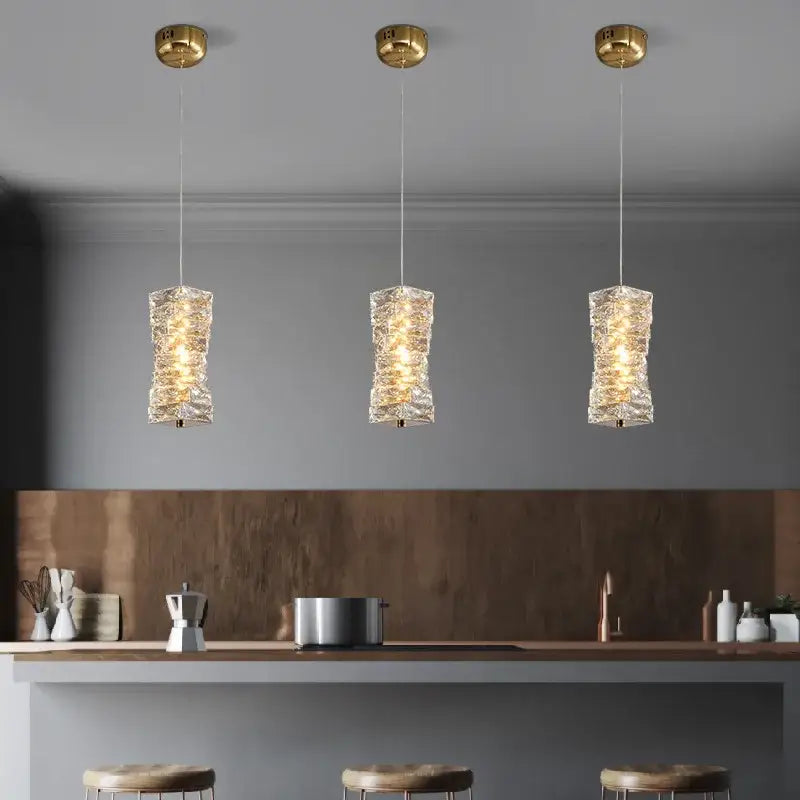Modern chrome crystal dining table pendant lamp kitchen island