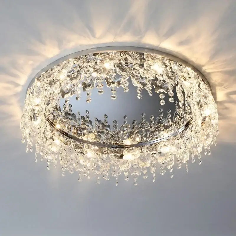 Modern chrome crystal led ceiling chandelier for living room