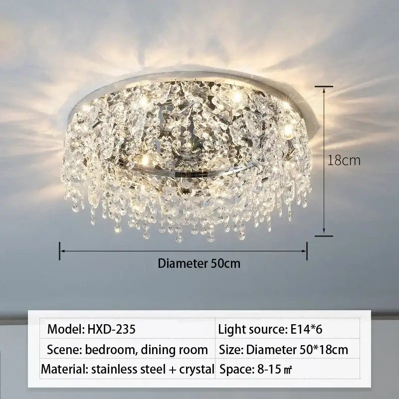 Modern chrome crystal led ceiling chandelier for living room