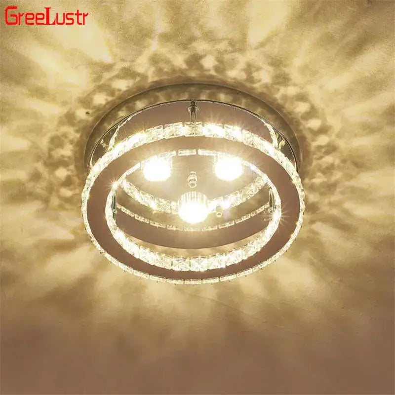 Modern chrome crystal led ceiling light for bedroom