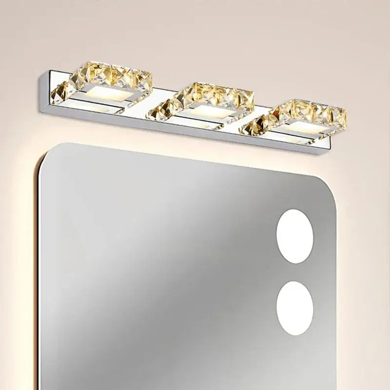 Modern chrome crystal led mirror light bathroom sconce