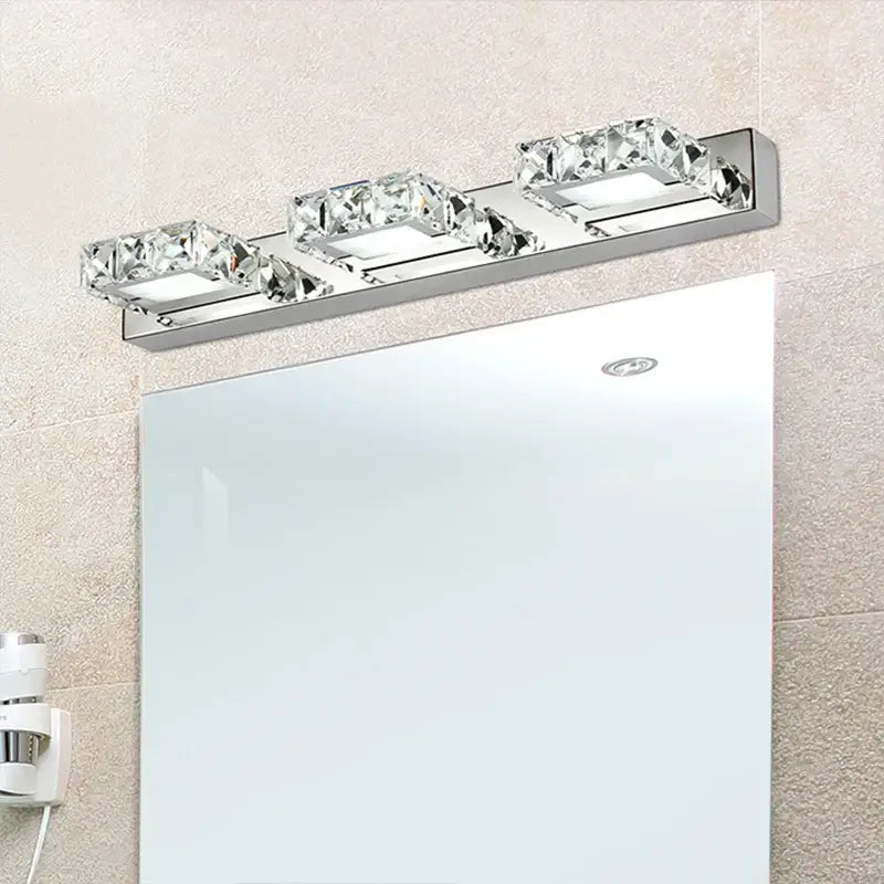 Modern chrome crystal led mirror light bathroom sconce