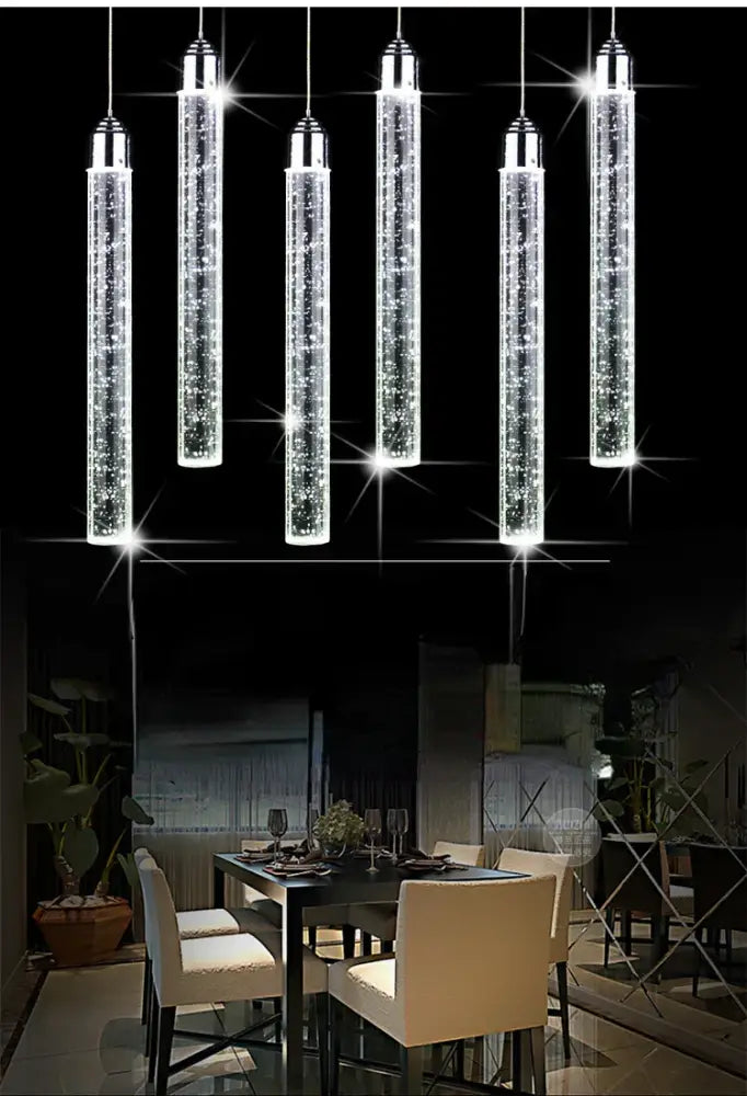Modern chrome crystal led pendant light dining room trio