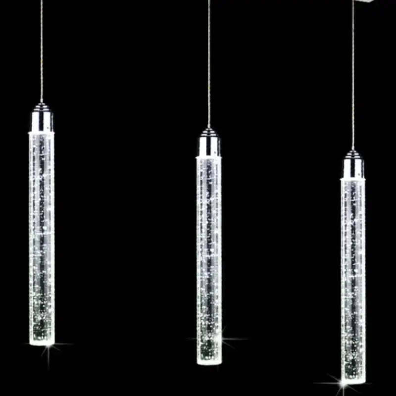 Modern chrome crystal led pendant light dining room trio