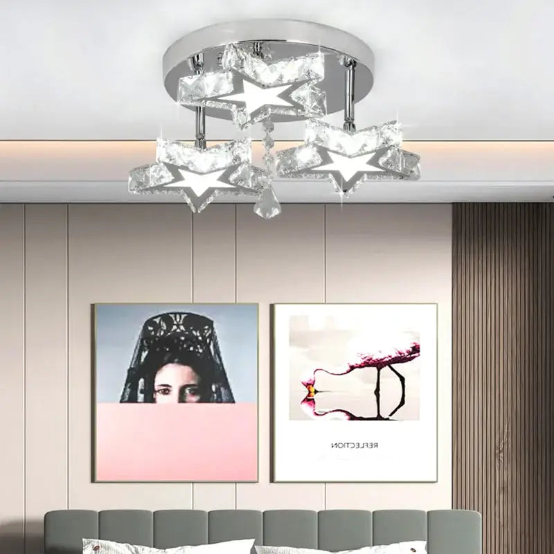 Modern chrome crystal nordic led ceiling chandelier living room flower