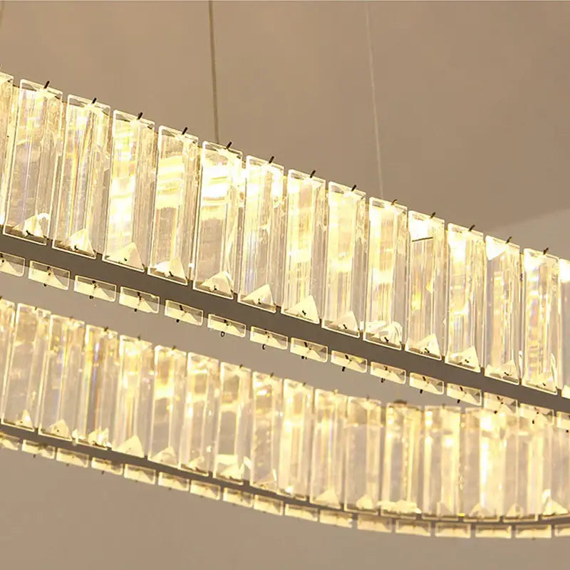Modern chrome crystal oval led chandelier living room luxury light