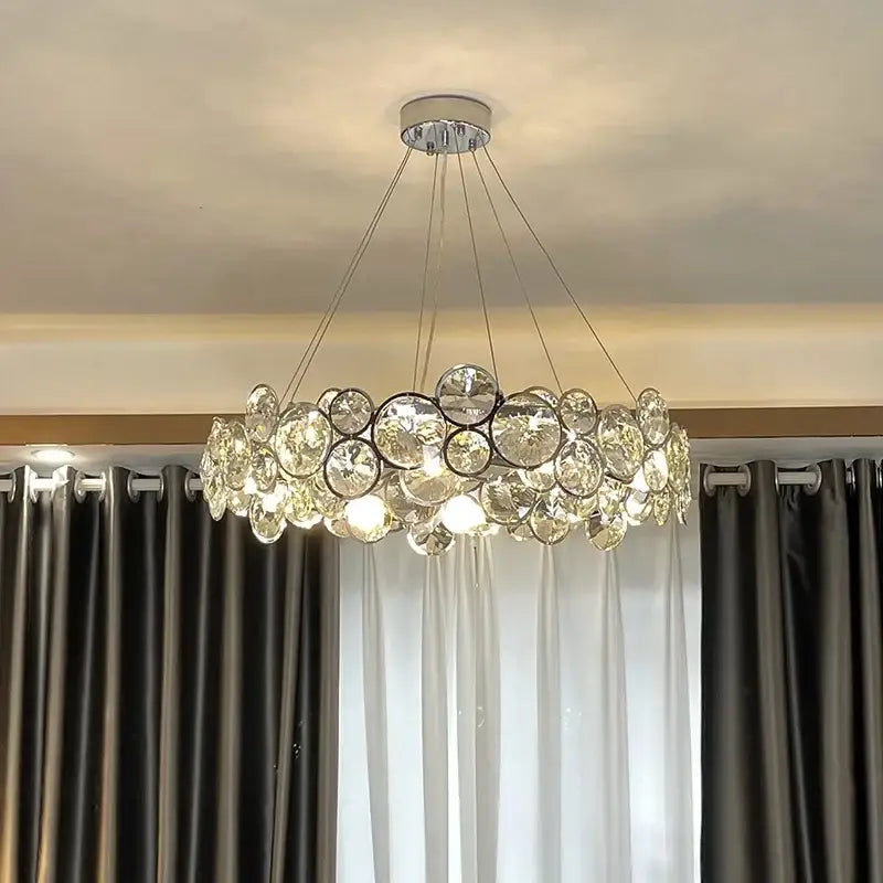 Modern chrome crystal ring chandelier dining room pendant light