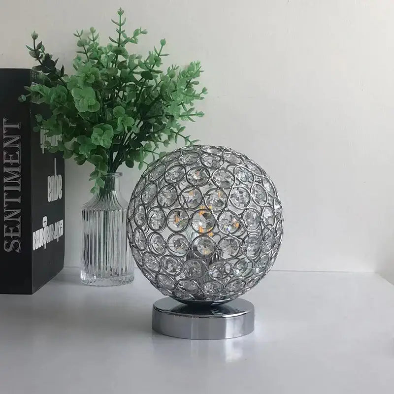 Modern chrome crystal table lamp bedroom sparkling desk light