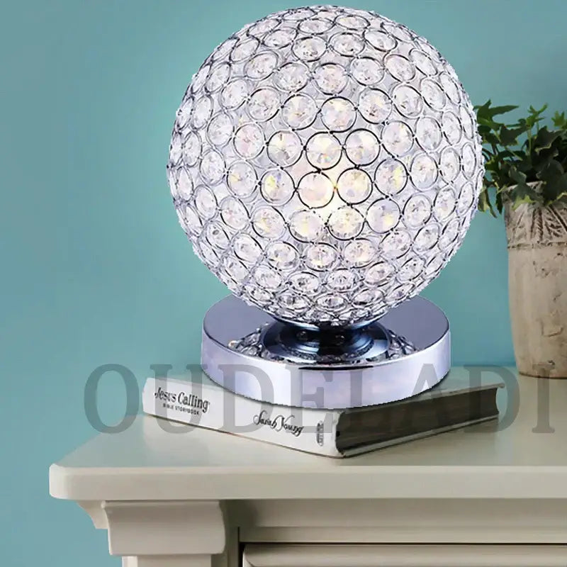 Modern chrome crystal table lamp bedroom sparkling desk light