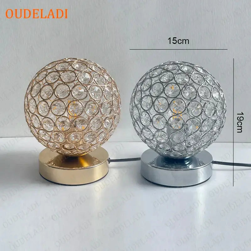 Modern chrome crystal table lamp bedroom sparkling desk light