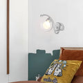 Modern chrome curved arm wall lamp bedroom glass sconce