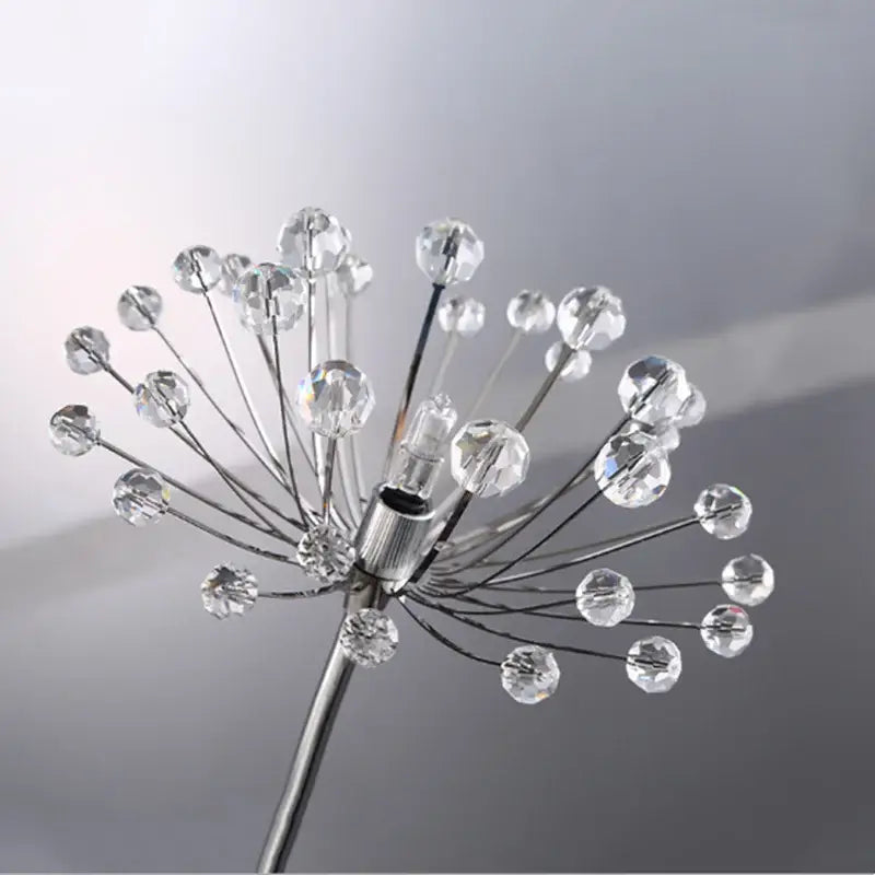 Modern chrome dandelion crystal flower wall lamp bedroom sconce
