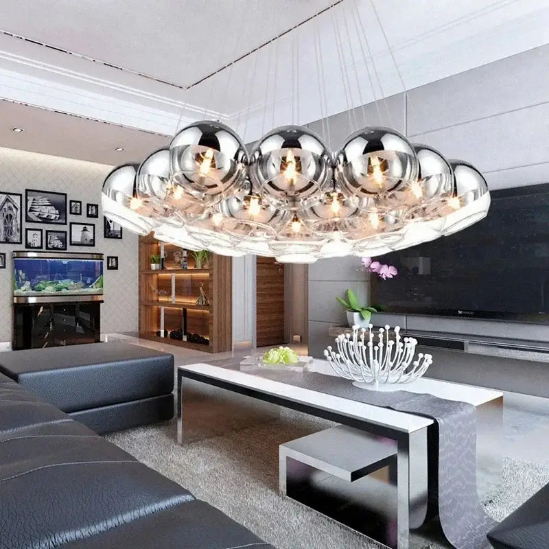 Modern chrome decorbites crystal glass ball pendant light living room