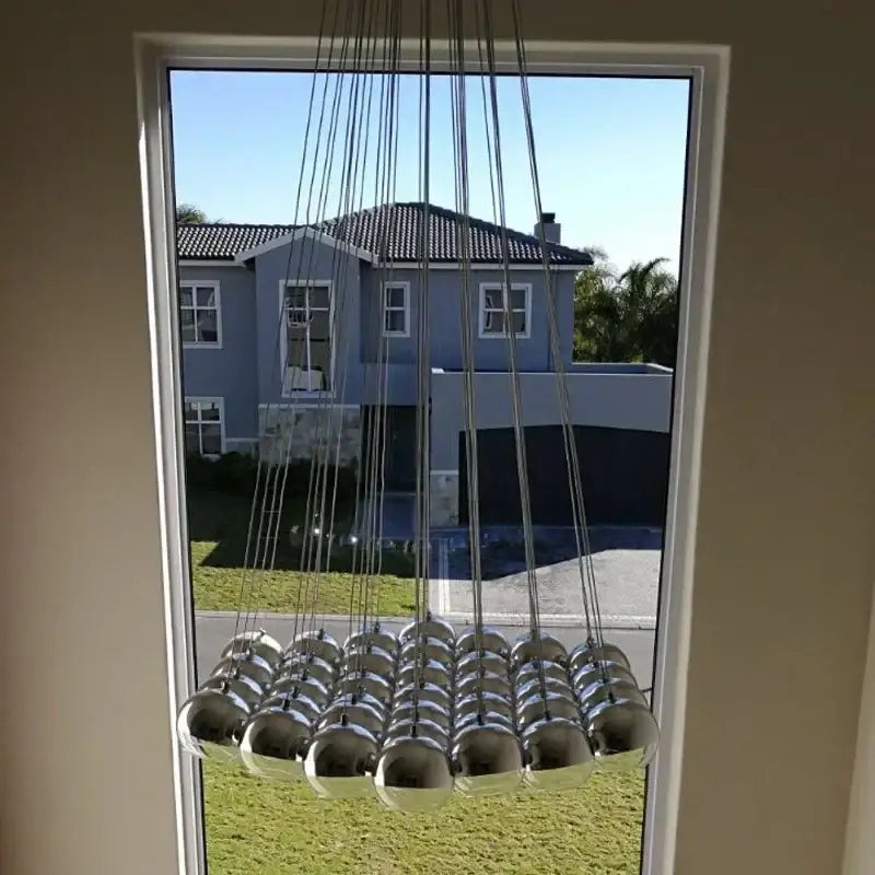 Modern chrome decorbites crystal glass ball pendant light living room