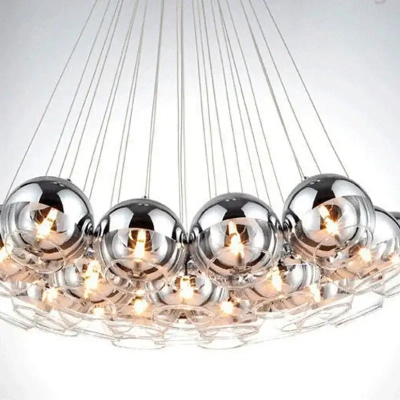 Modern chrome decorbites crystal glass ball pendant light living room