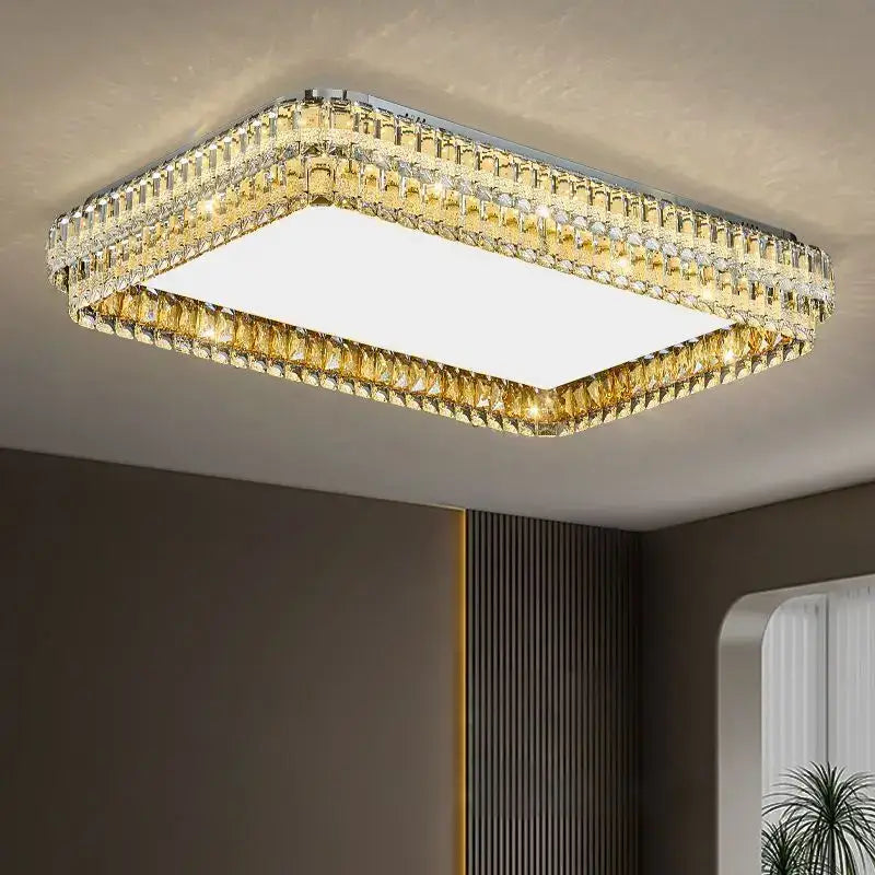 Modern chrome decorbites crystal round led ceiling light living room