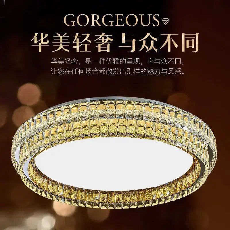 Modern chrome decorbites crystal round led ceiling light living room
