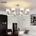 Modern chrome double glass led crystal chandelier living room light
