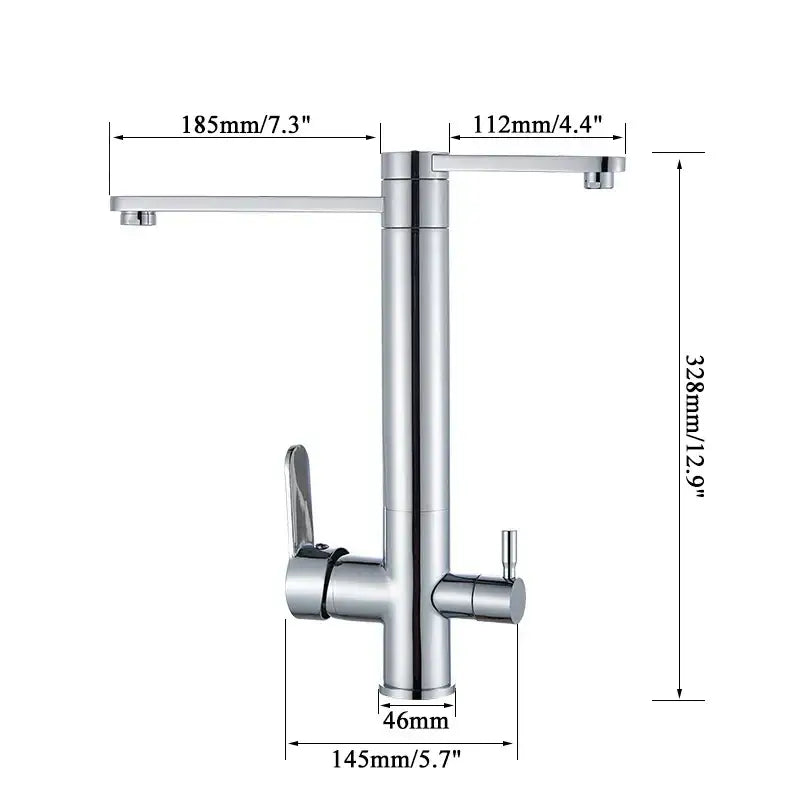 Modern chrome dual handle waterfilter kitchen faucet 360 rotation