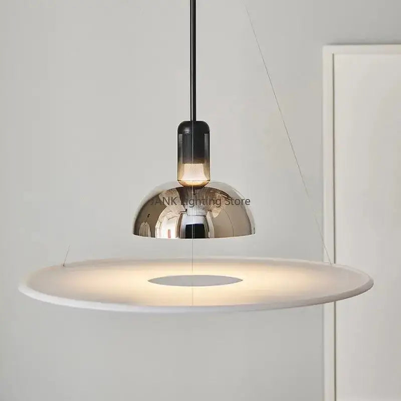 Modern chrome flying saucer chandelier for living room lighting