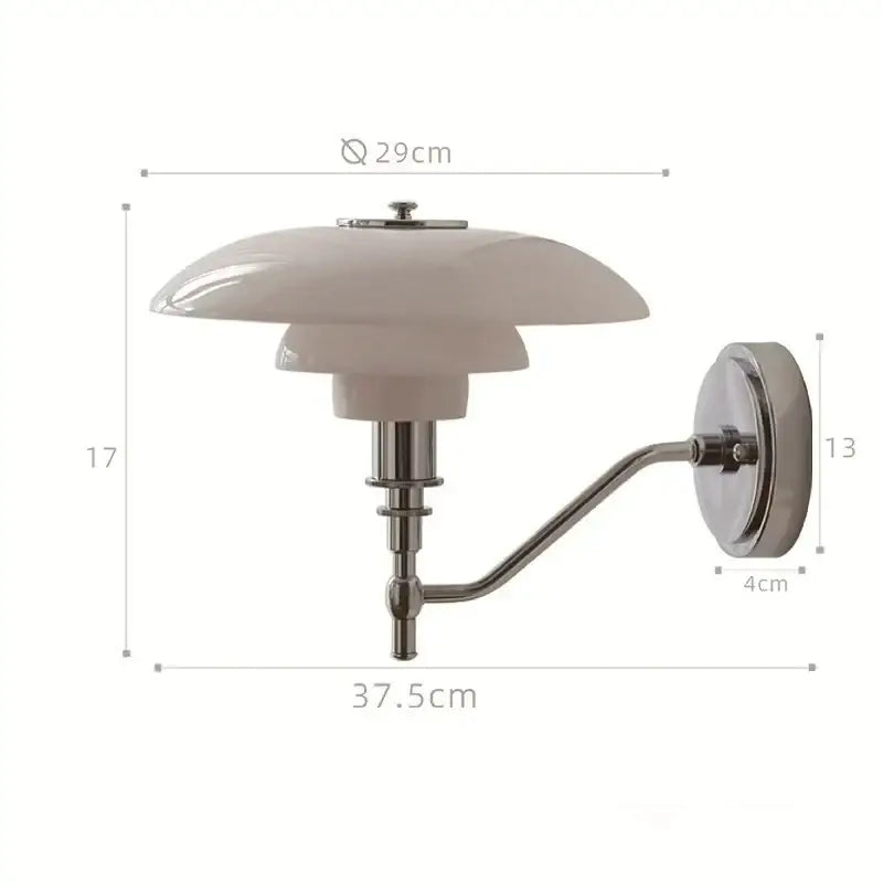 Modern chrome french glass wall lamp bedroom articulated sconce