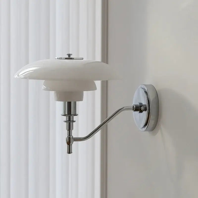 Modern chrome french glass wall lamp bedroom articulated sconce