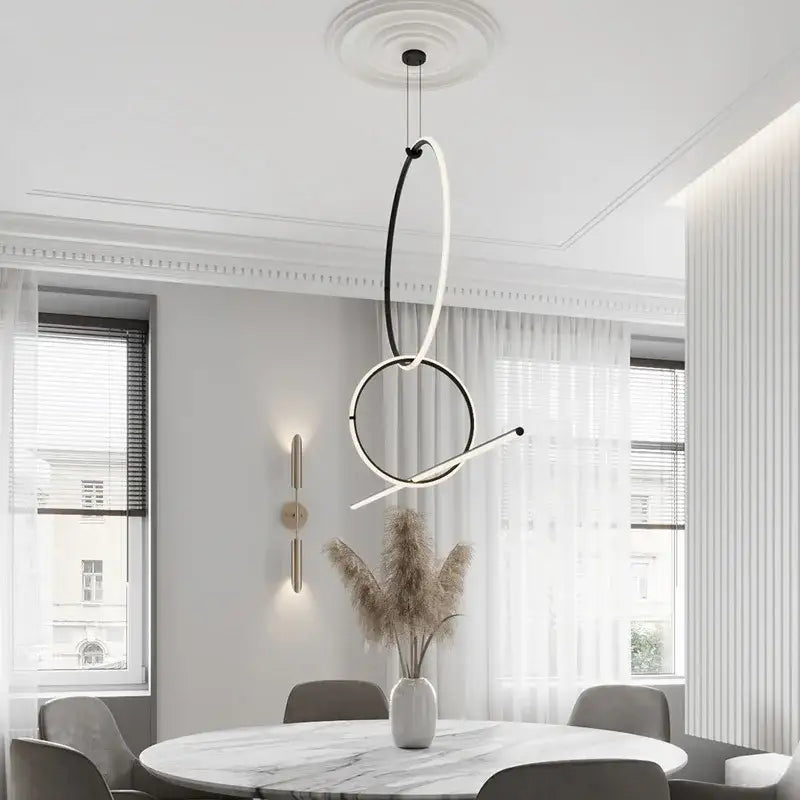 Modern chrome geometric led pendant light for dining room