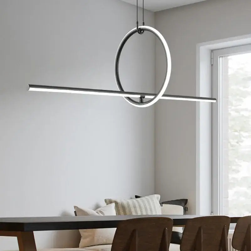 Modern chrome geometric led pendant light for dining room
