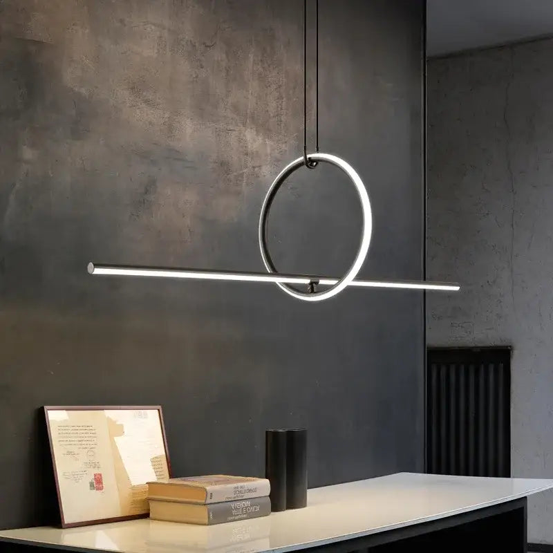 Modern chrome geometric led pendant light for dining room