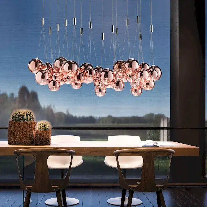 Modern chrome glass ball pendant light – dining room chandelier
