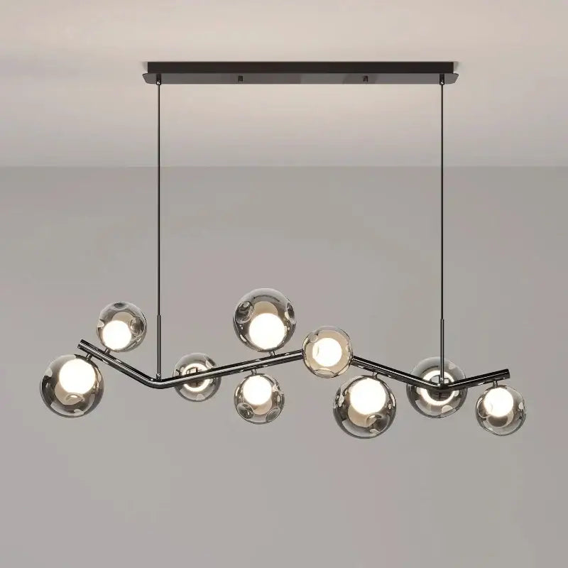 Modern chrome glass globe chandelier – dining room branching light