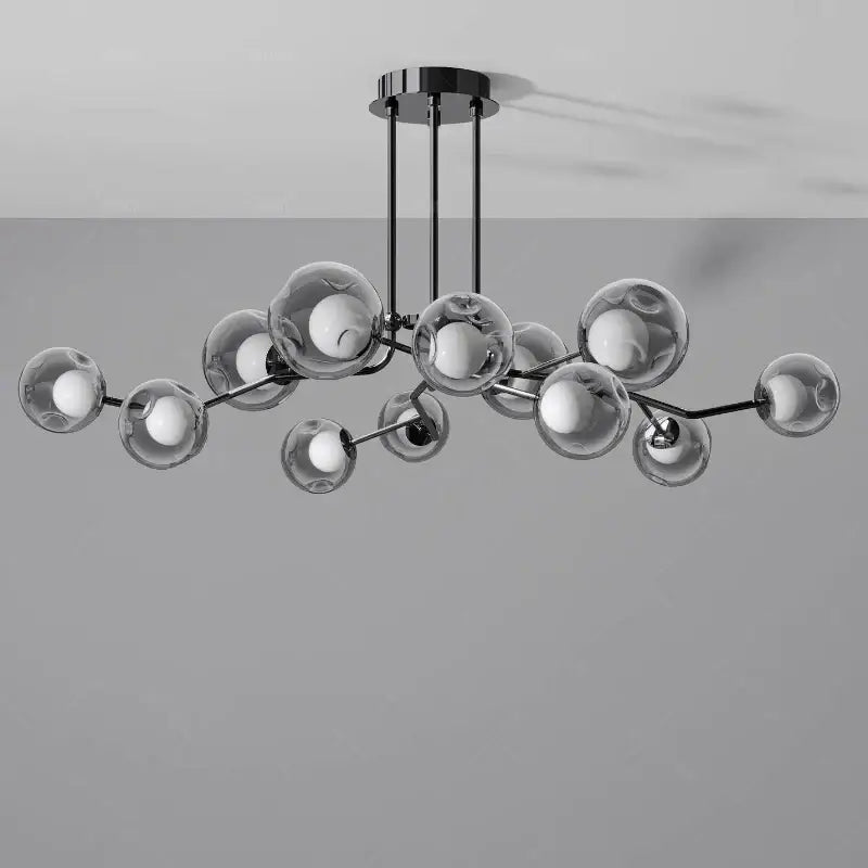 Modern chrome glass globe chandelier – dining room branching light