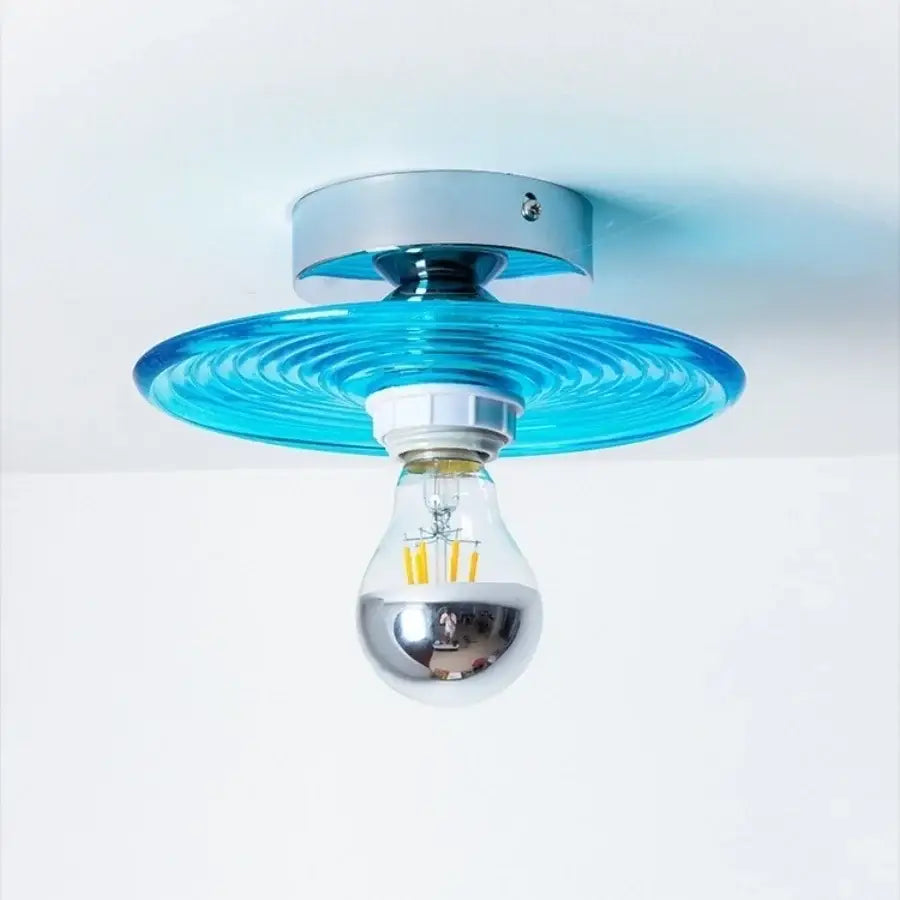 Modern chrome glass led ceiling light bedroom frosted ribbed lamp