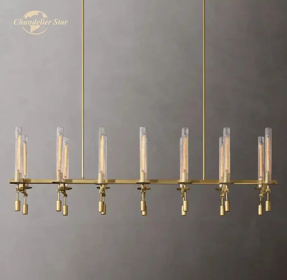 Modern chrome glass led linear chandelier for dining room