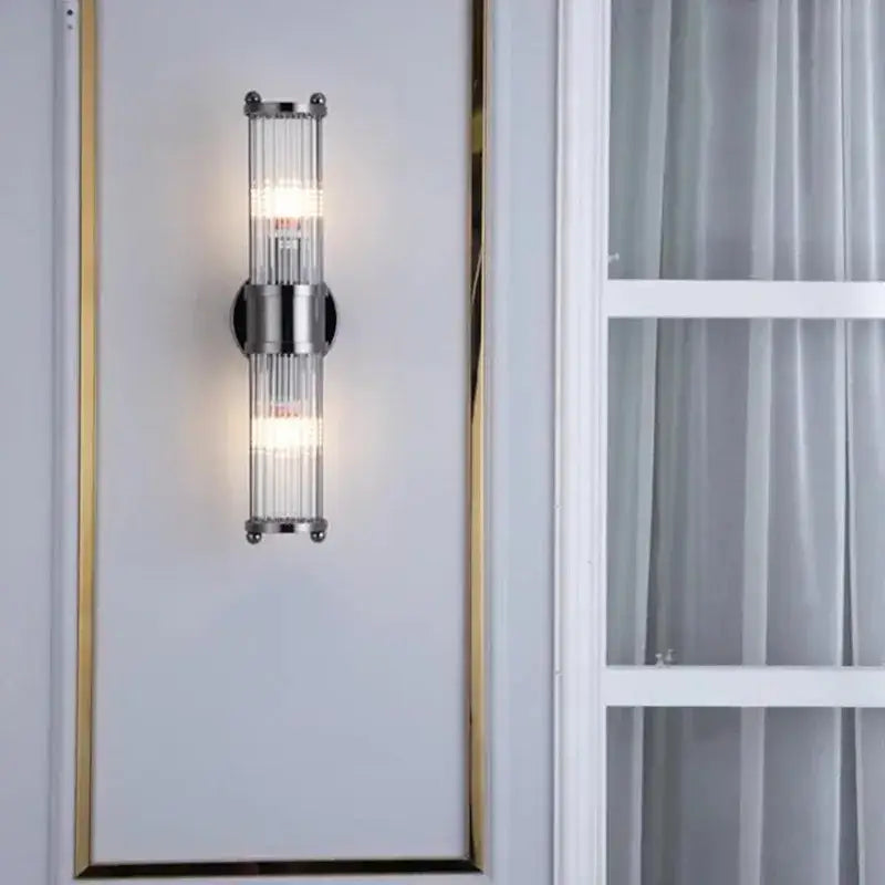 Modern chrome glass rod wall sconce – bathroom vanity lights