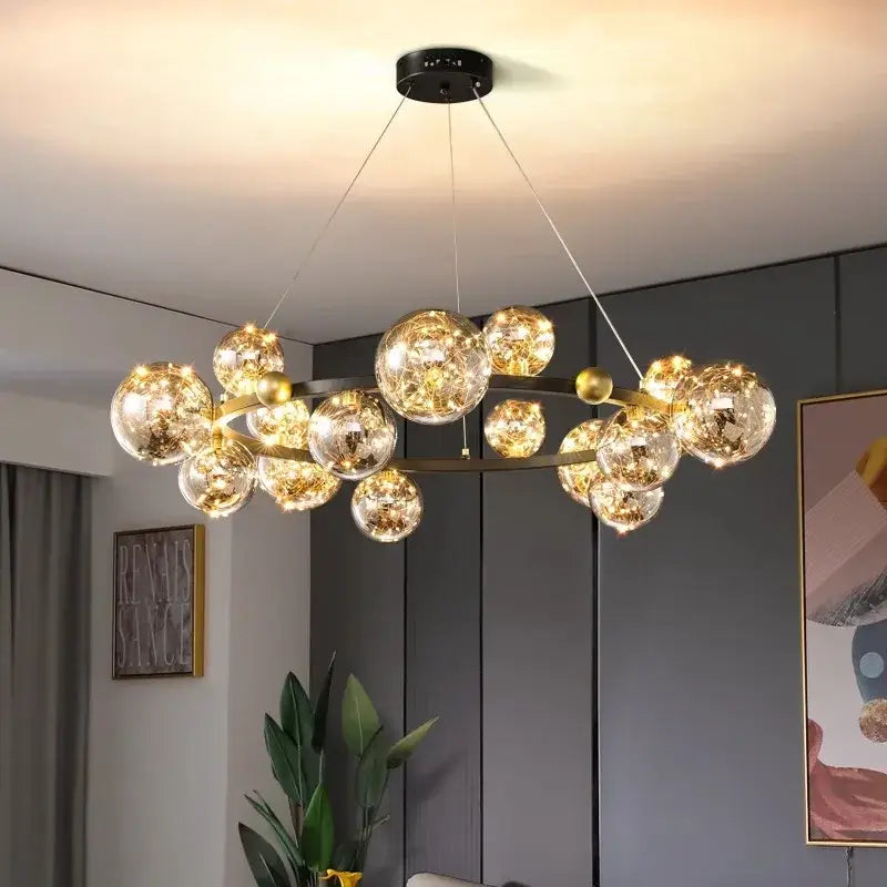Modern chrome & gold decorbites crystal chandelier living room light
