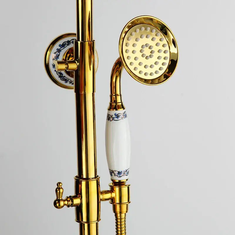 Modern chrome rain shower faucet set bathroom handheld spray