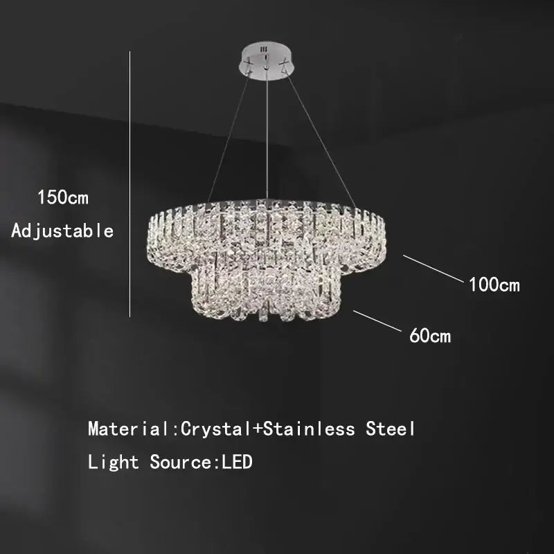 Modern chrome rectangular crystal pendant ceiling lamp dining room