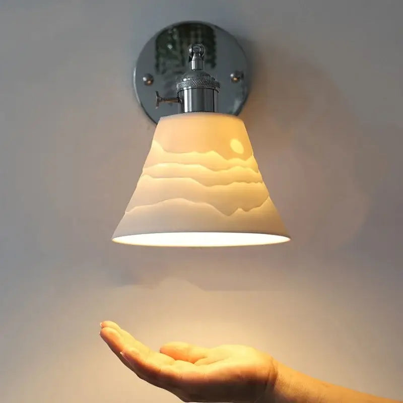 Modern chrome sunrise iron ceramic led wall lights bedroom sconce