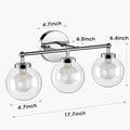 Modern chrome three light iron wall lamps bathroom vanity fixture