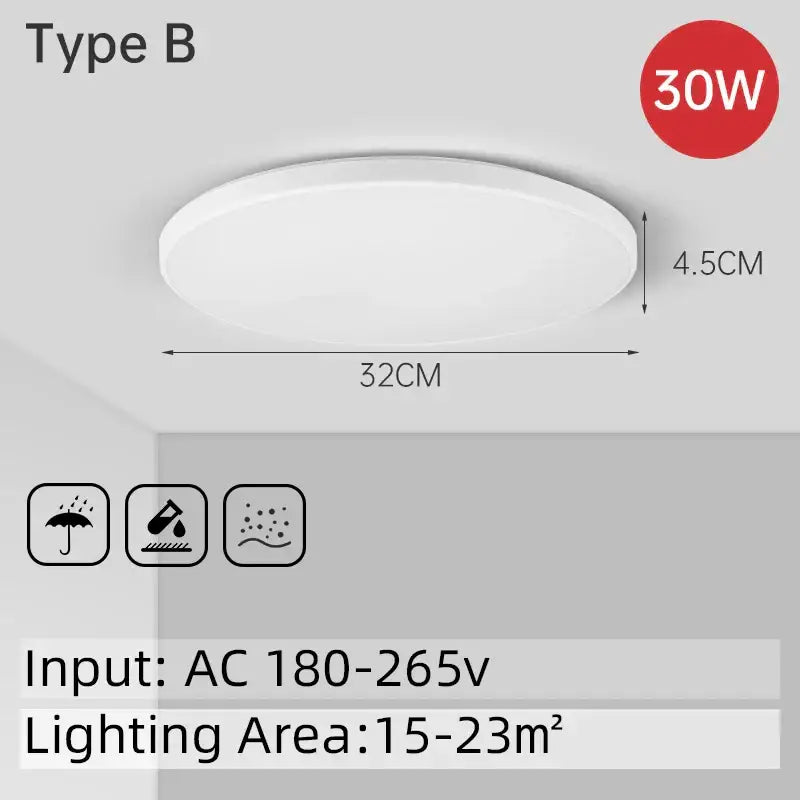 Modern circular black and white led ceiling light bathroom fixture