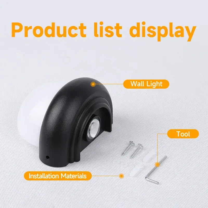 Modern circular black solar led wall light garden exterior decor