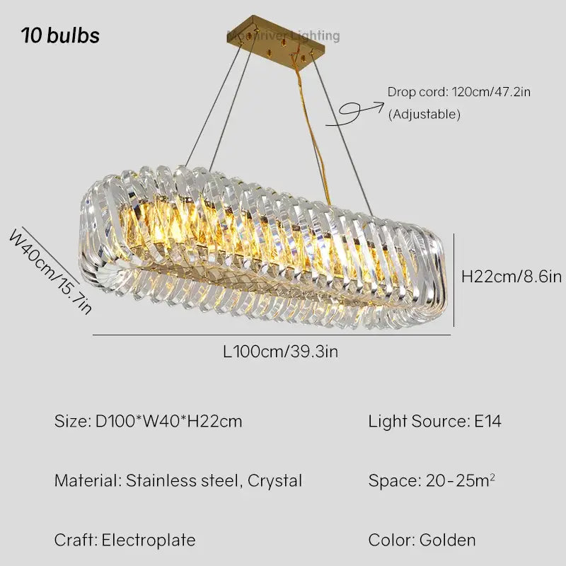 Modern circular crystal led ceiling chandelier dining room light