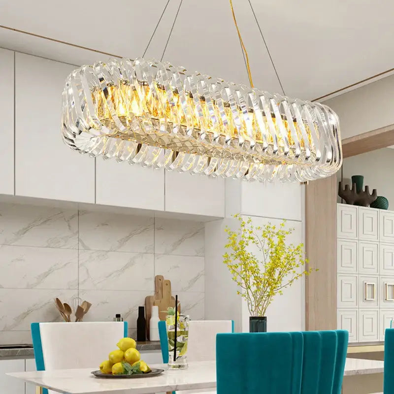 Modern circular crystal led ceiling chandelier dining room light