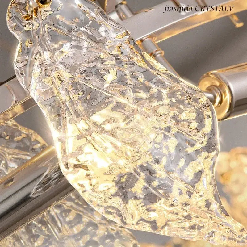 Modern circular glass petal led chandelier for dining room