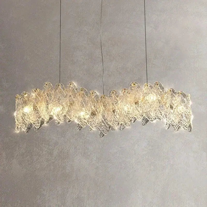 Modern circular glass petal led chandelier for dining room